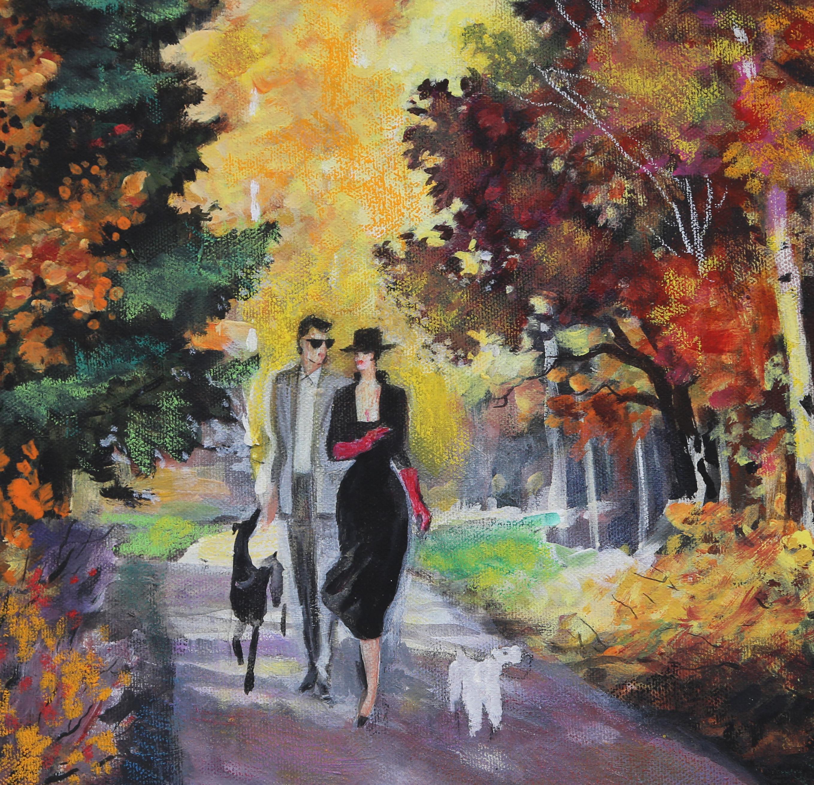 Herbstabend, Art-Déco-Acrylgemälde von Erik Freyman im Angebot 1