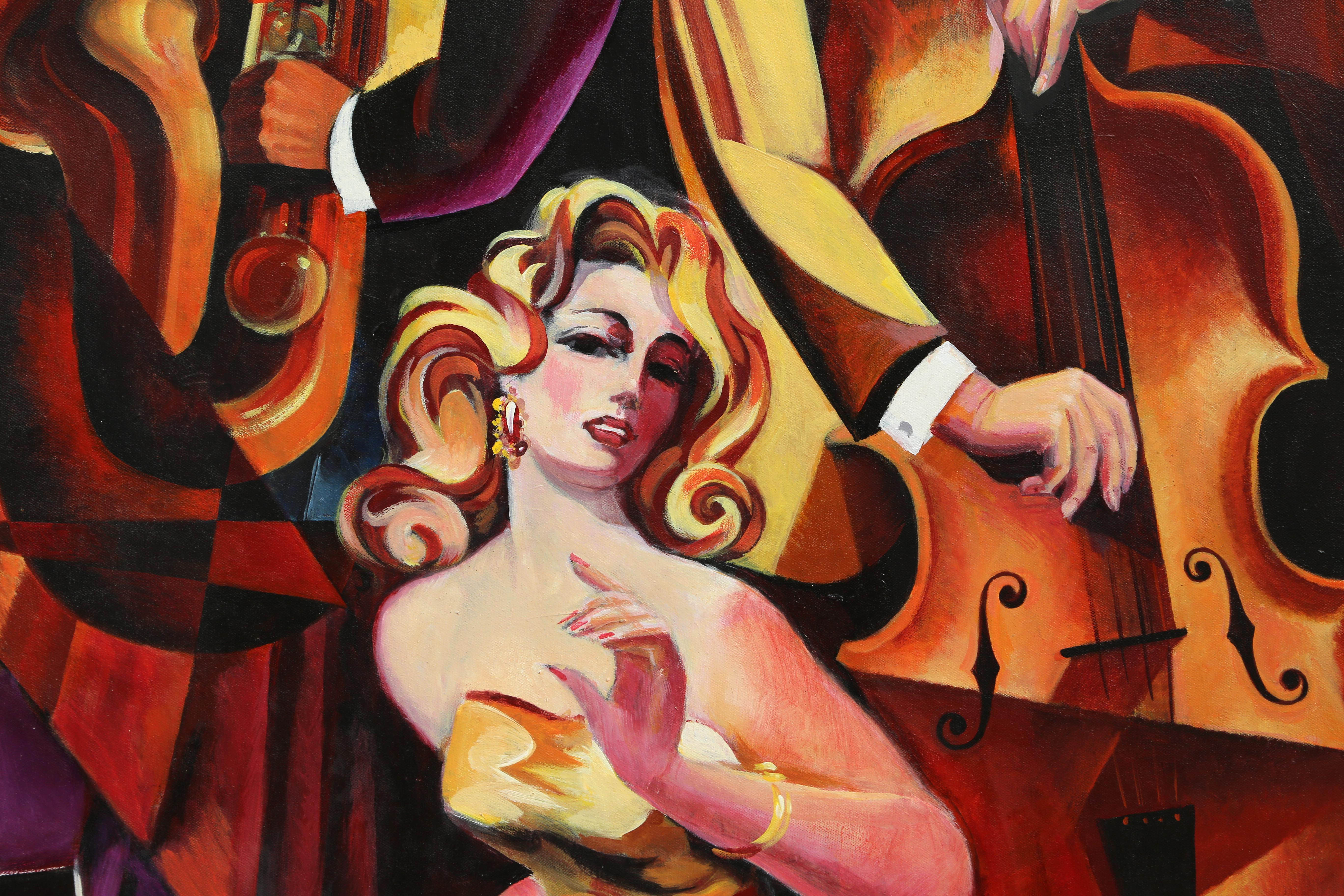 Duet #1, Large Art Deco Painting by Erik Freyman 2