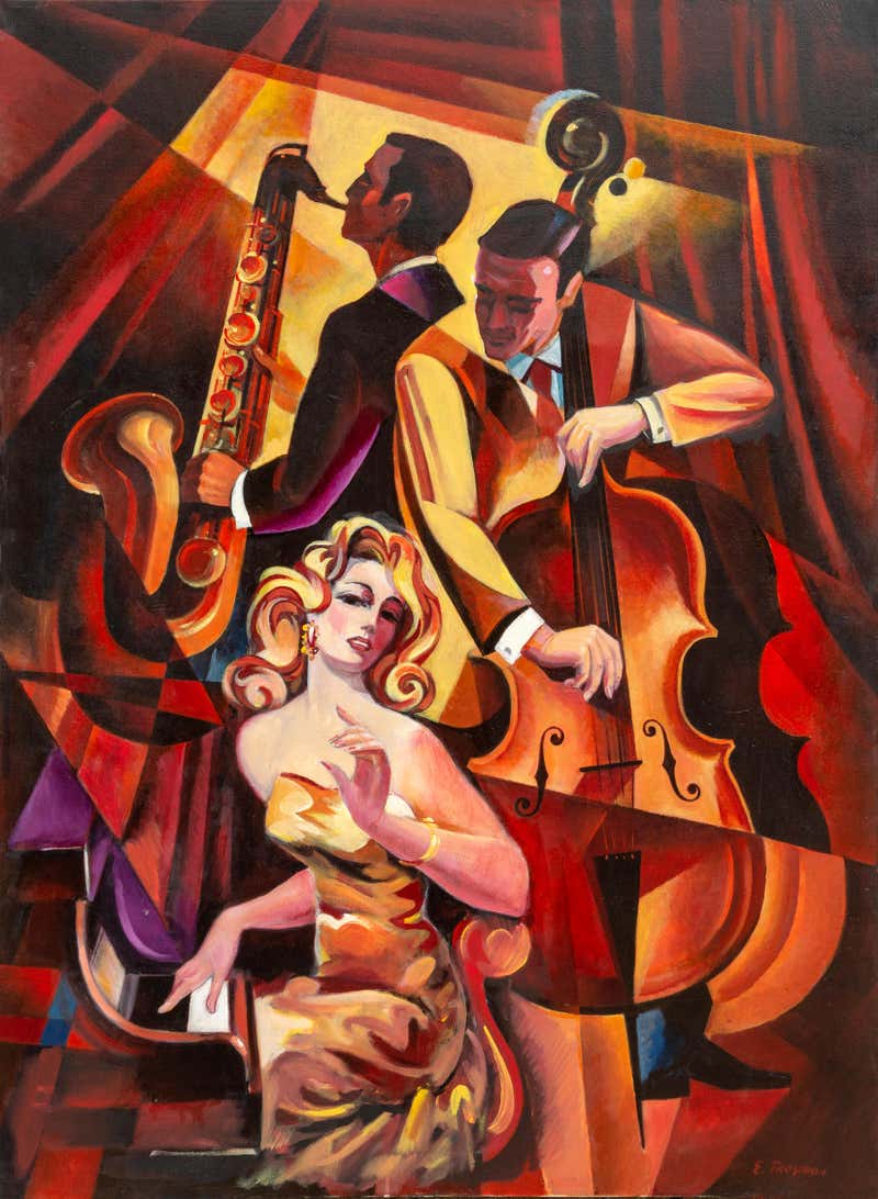 Erik Freyman - Equestrienne, Large Art Deco Painting by Erik Freyman ...