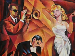 Duet #2, Large Art Deco Painting by Erik Freyman