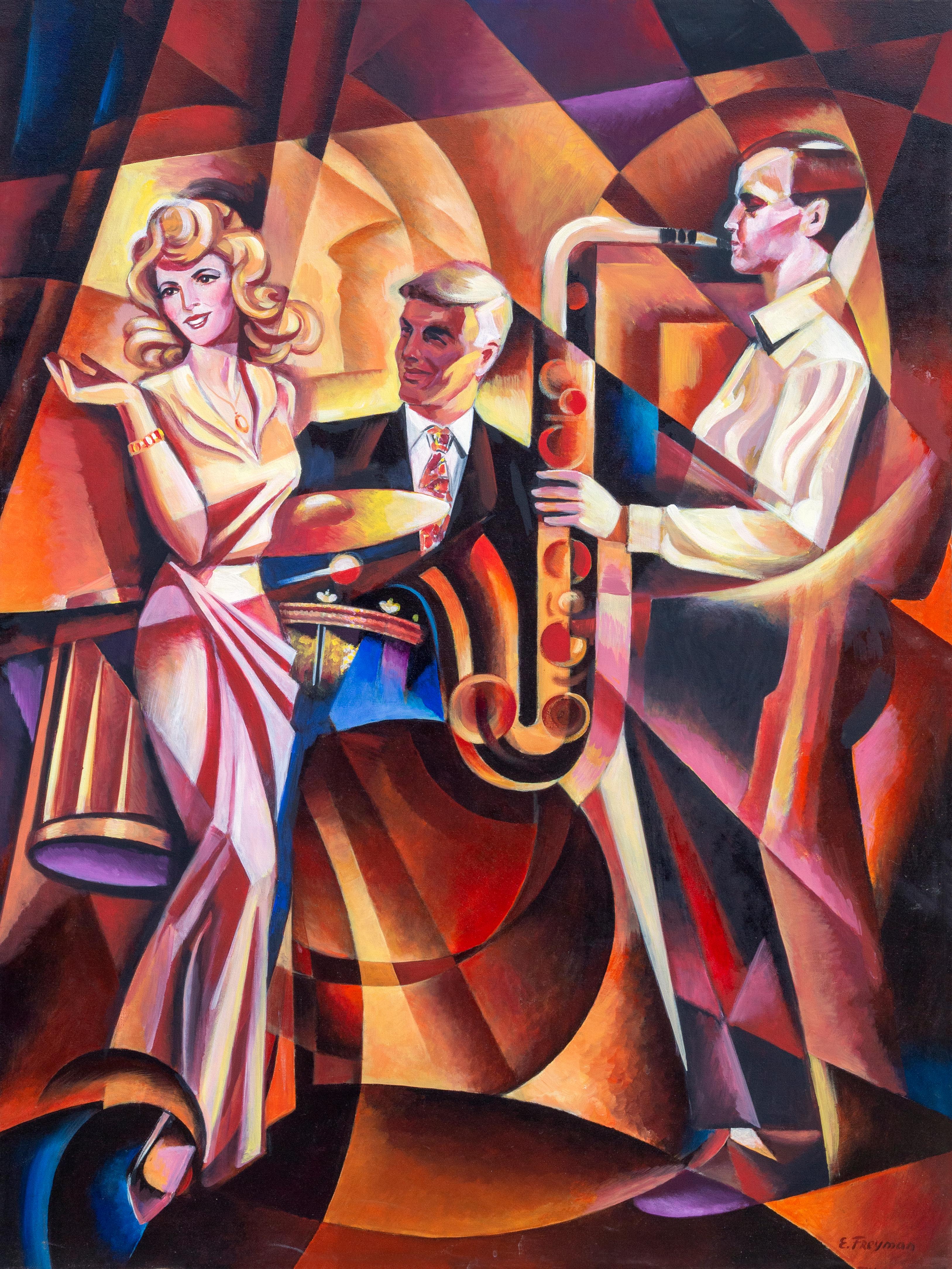 Duet #3, Large Art Deco Painting by Erik Freyman