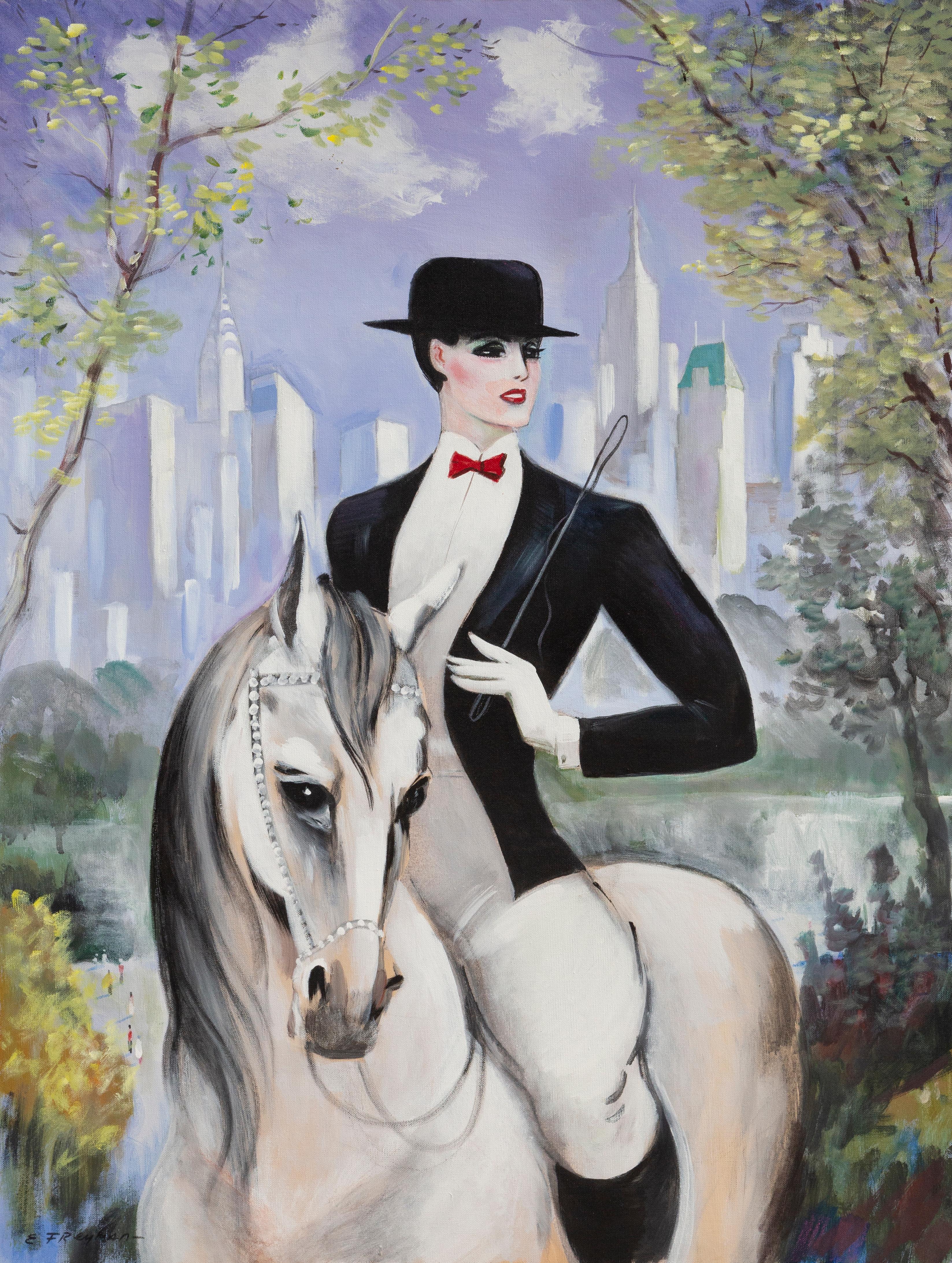 Großes Art-Déco-Gemälde "Equestrienne" von Erik Freyman