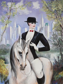 Retro Equestrienne, Large Art Deco Painting by Erik Freyman