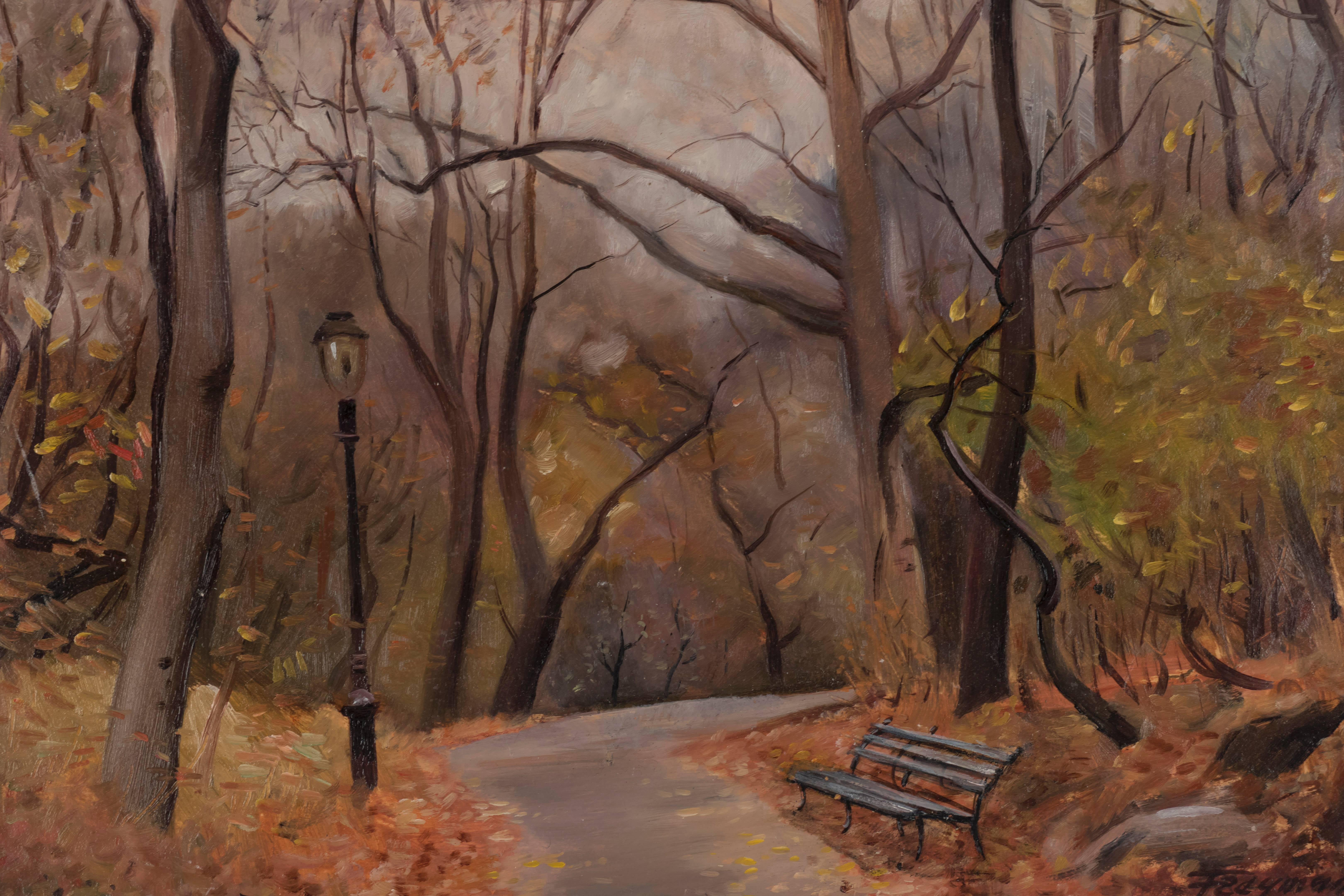 Fall in Central Park, New York City - Painting by Erik Freyman