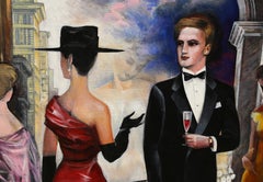 Invisible Presence, Art Deco Acrylic Painting on Canvas by Erik Freyman