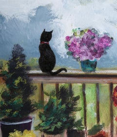 Summer on my Deck, Impressionist Oil Pastel on Canvas by Erik Freyman