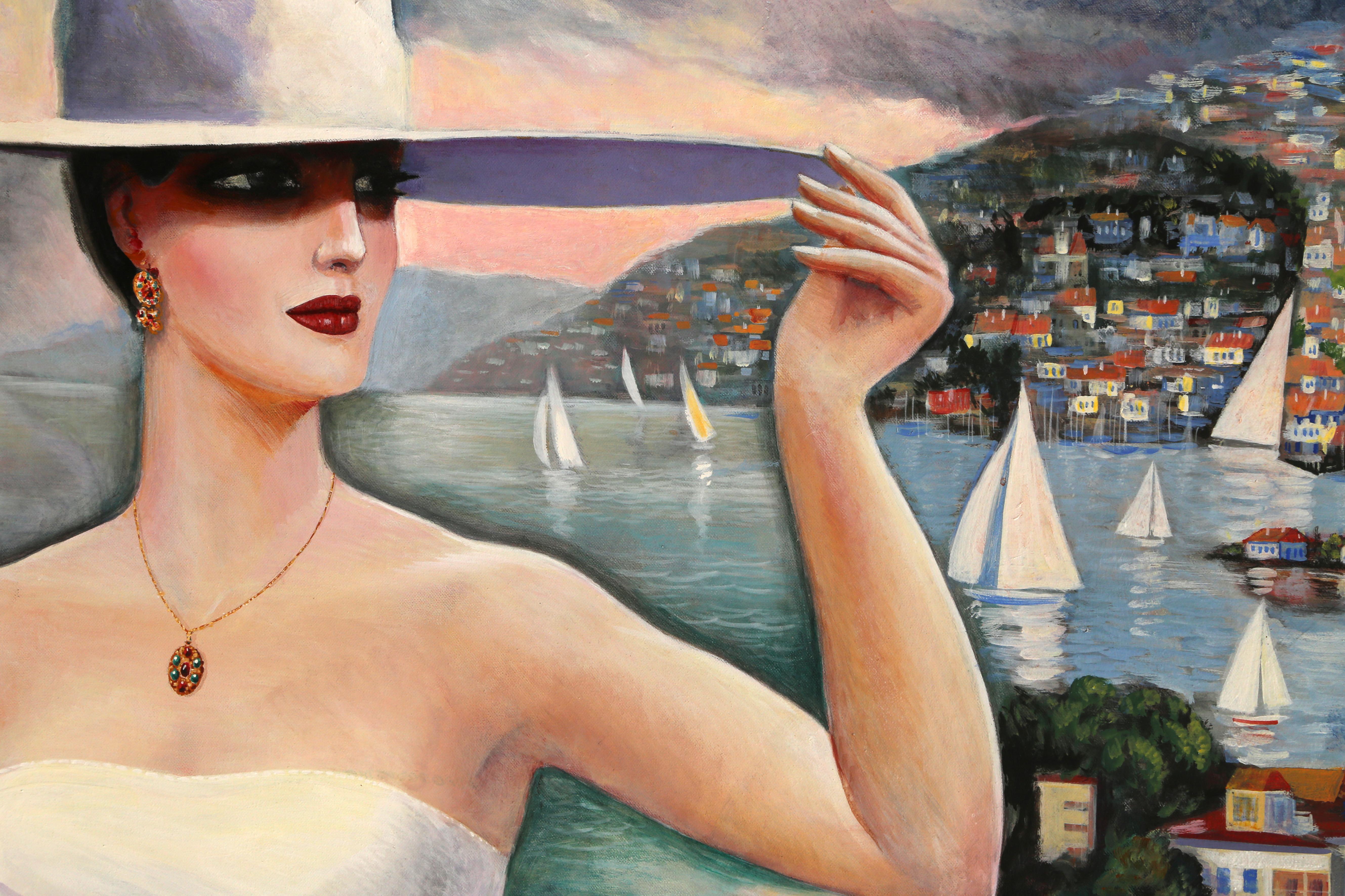 The Wind, Art-Déco-Acrylgemälde von Erik Freyman im Angebot 1