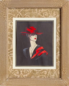 Vintage Woman in Red Hat