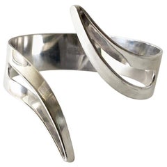 Erik Granit - Bracelet manchette moderniste finlandais en argent sterling