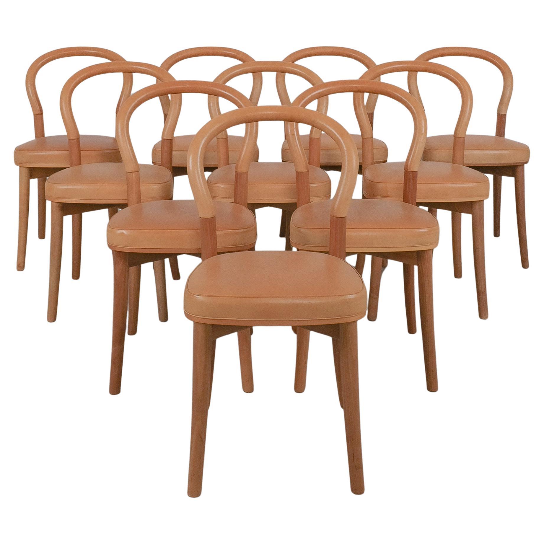 Erik Gunnar Asplund Holz-Leder-Esszimmerstühle '501 Göteborg' für Cassina Italien