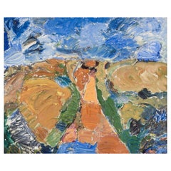 Erik Hallgren, schwedischer Künstler. Öl auf Leinwand. Abstrakte Landschaft, 1975