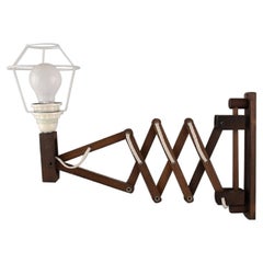 Erik Hansen, Danimarca, Lampada a forbice in Oak scuro, anni 1960/70