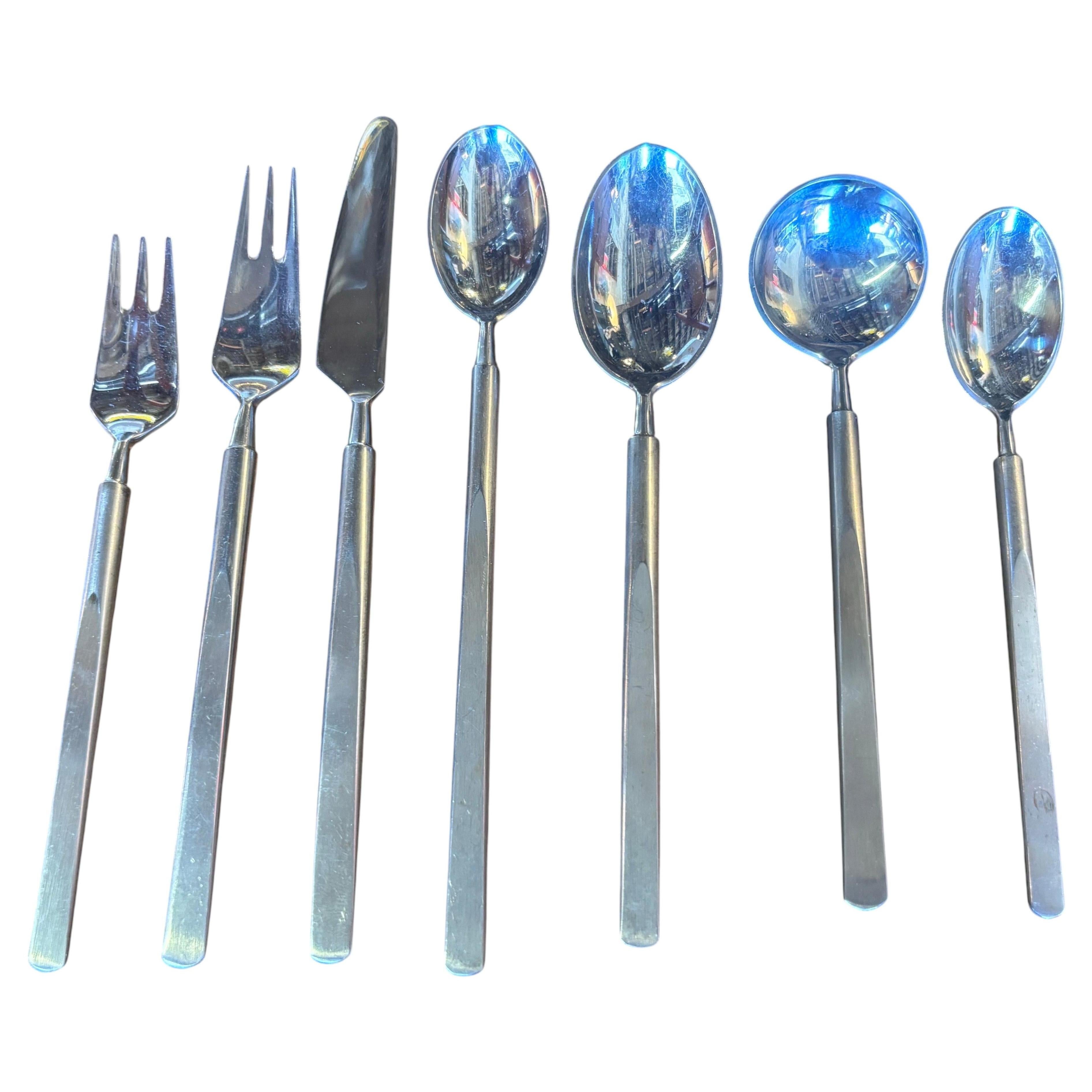 ¡Juego de cubiertos de acero inoxidable «Obelisk» de Erik Herlow para Copenhagen Cutlery, con más de 75 piezas!