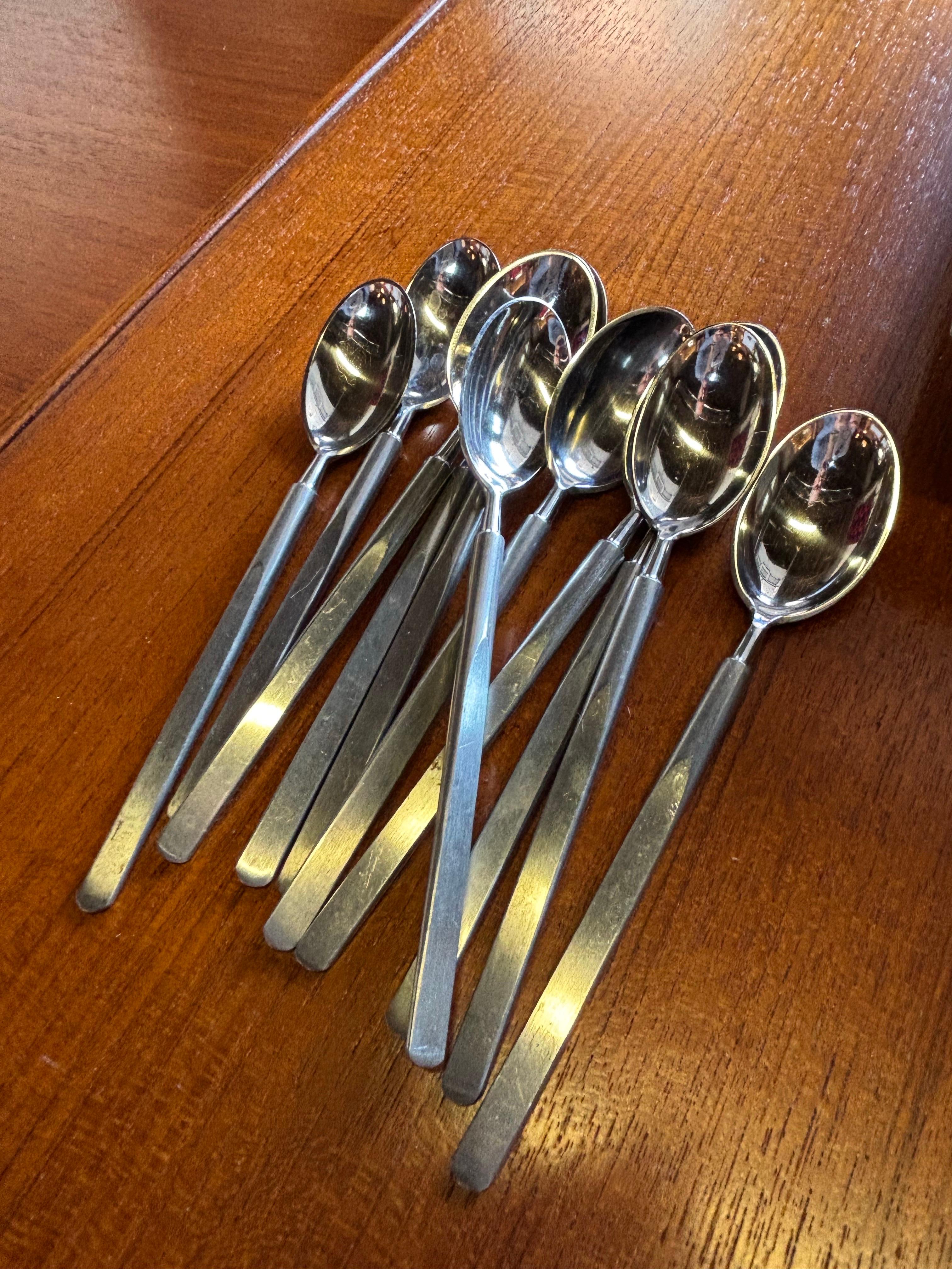 Scandinavian Modern Erik Herlow Obelisk Stainless Flatware Set for Copenhagen Cutlery For Sale