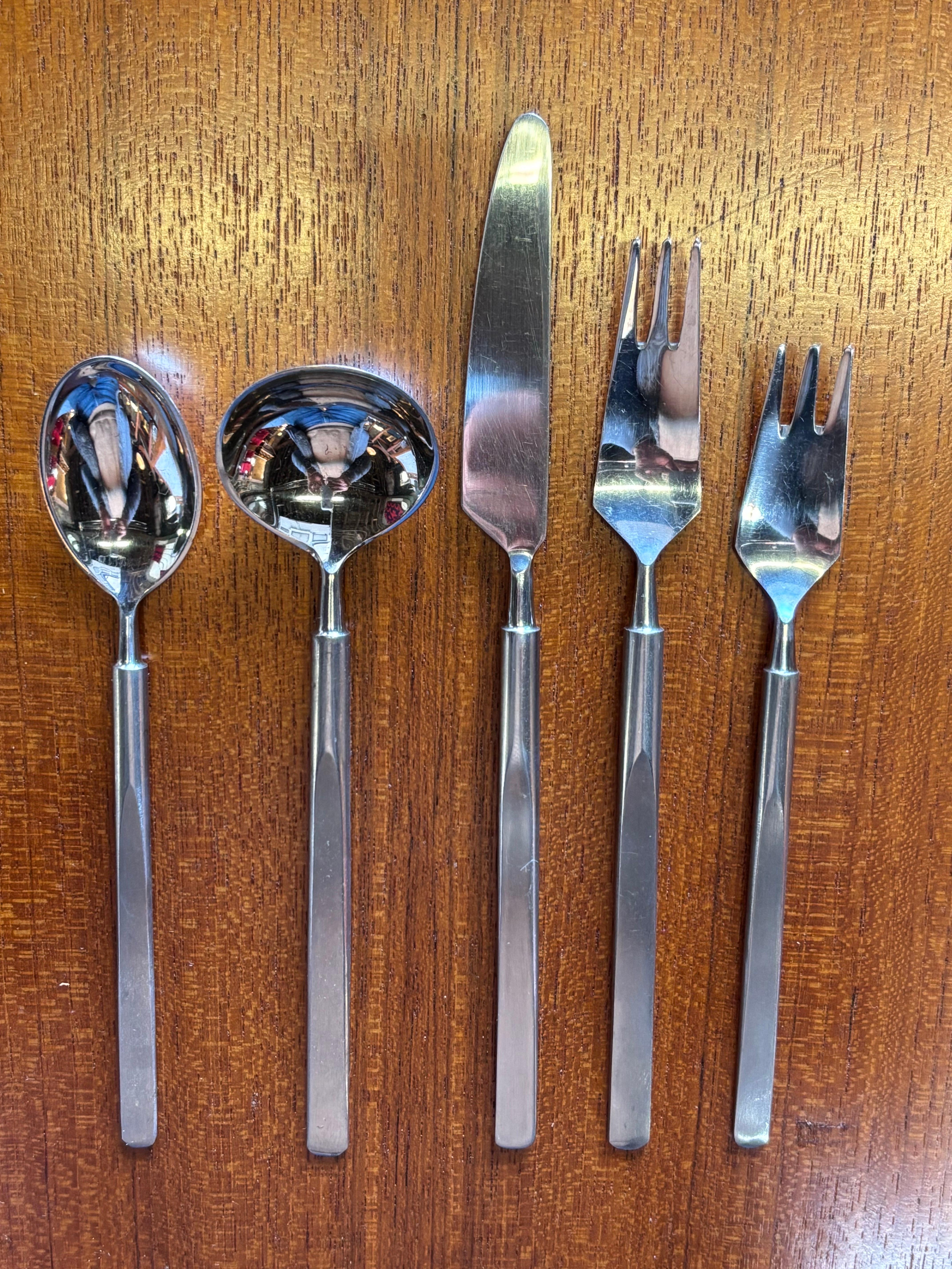 Erik Herlow Obelisk Stainless Flatware Set for Copenhagen Cutlery For Sale 1