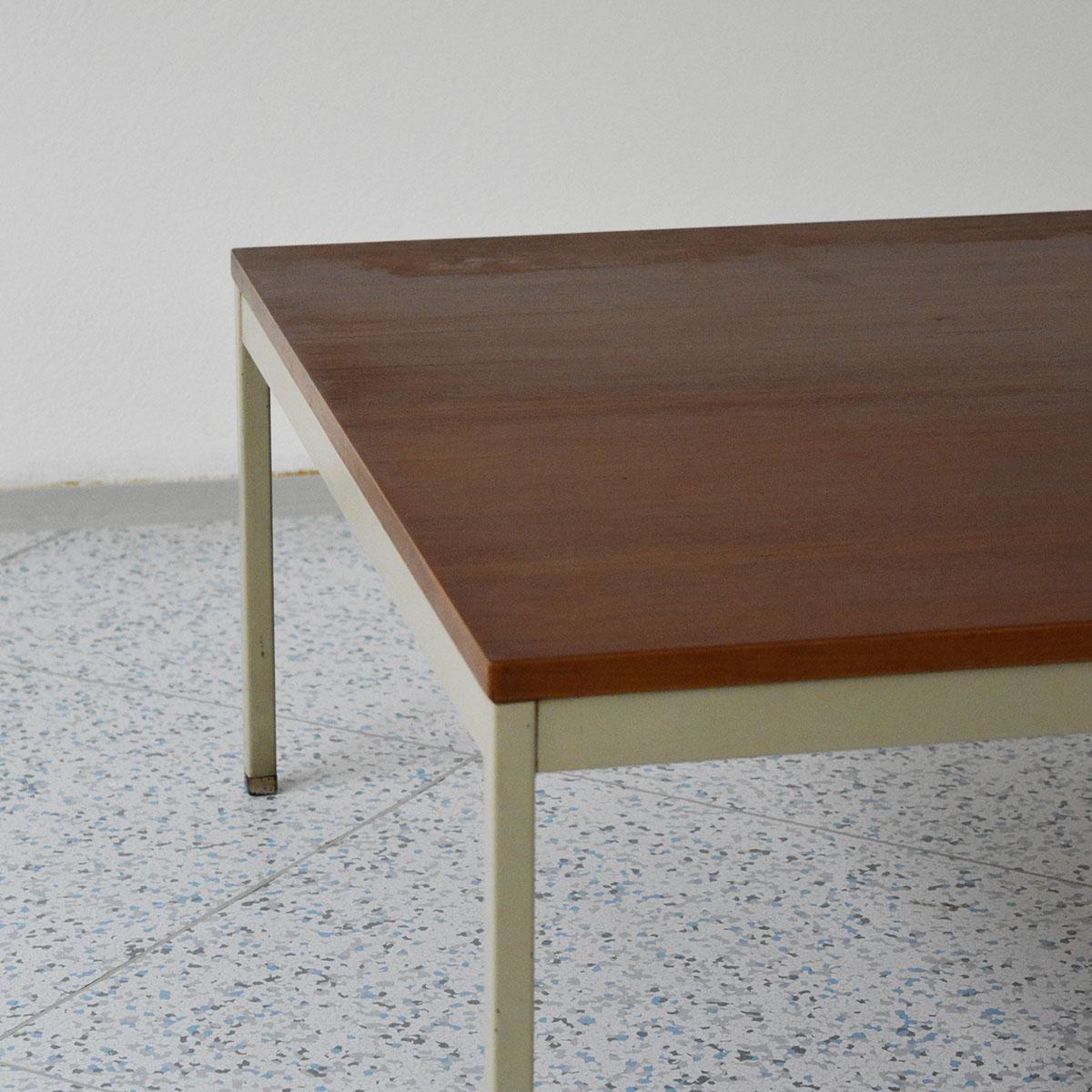 Scandinavian Modern Erik Herløw Teak and Metal Center Square Coffee Table, 1960s For Sale