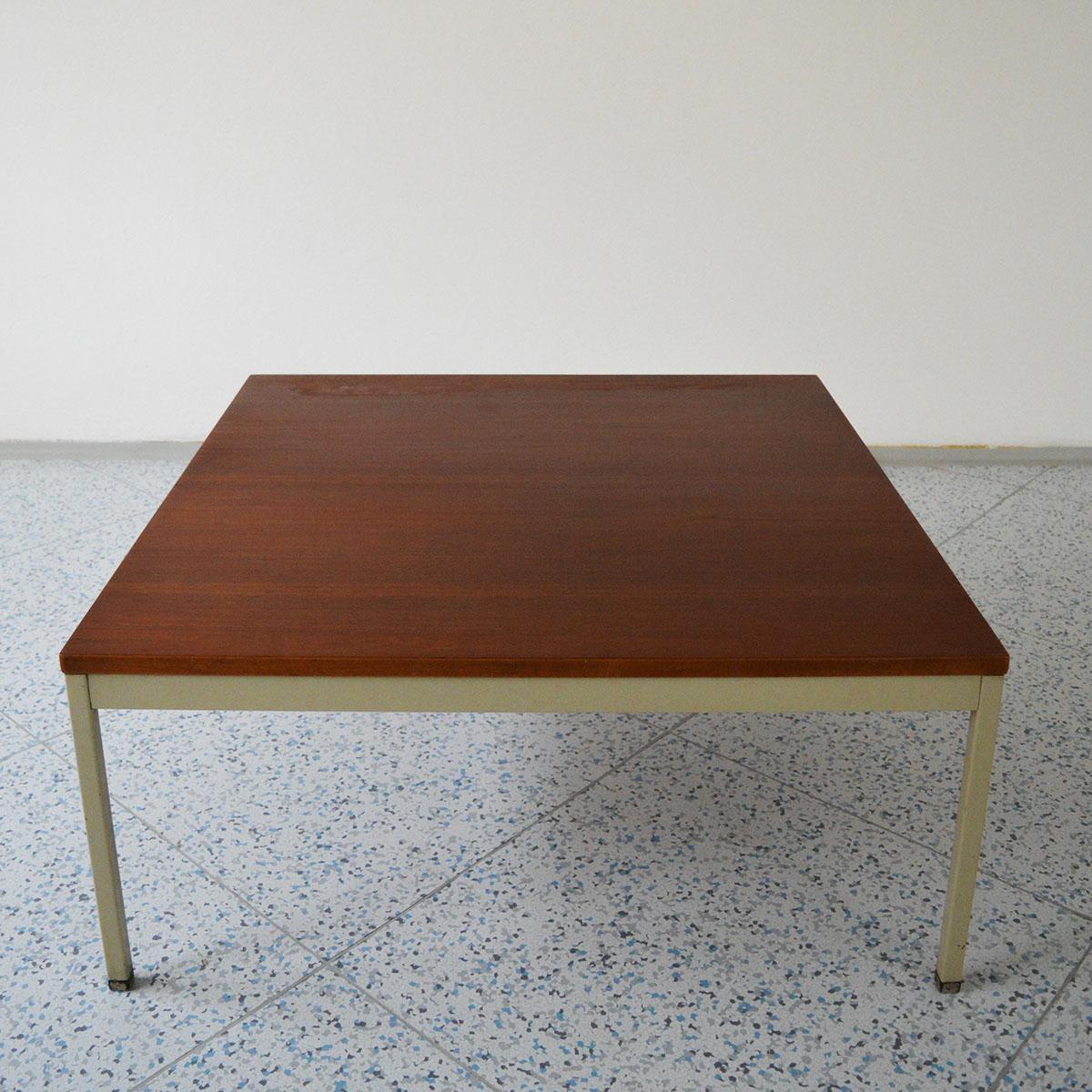 Swedish Erik Herløw Teak and Metal Center Square Coffee Table, 1960s For Sale