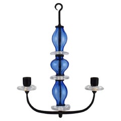 Erik Höglund for Kosta Boda, Rare Two-Armed Candlestick for Hanging