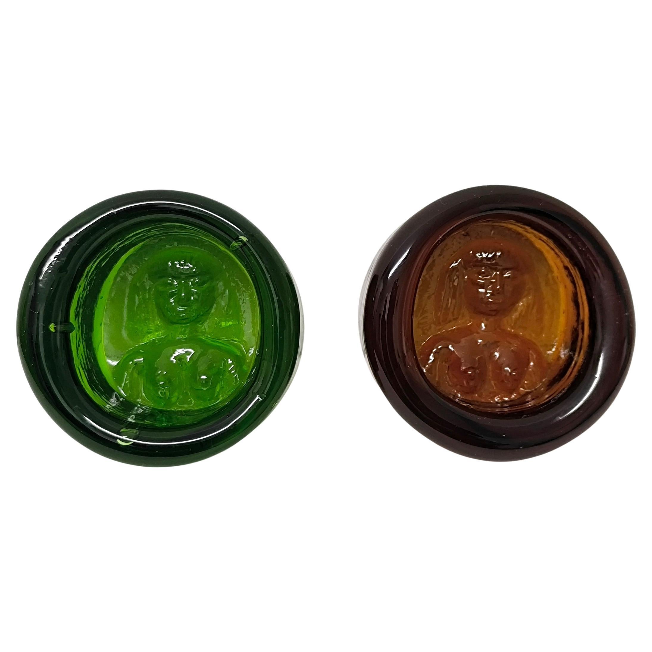 Erik Höglund Art Glass Medallions - Sculptural Ashtrays or Paperweights, Sweden
