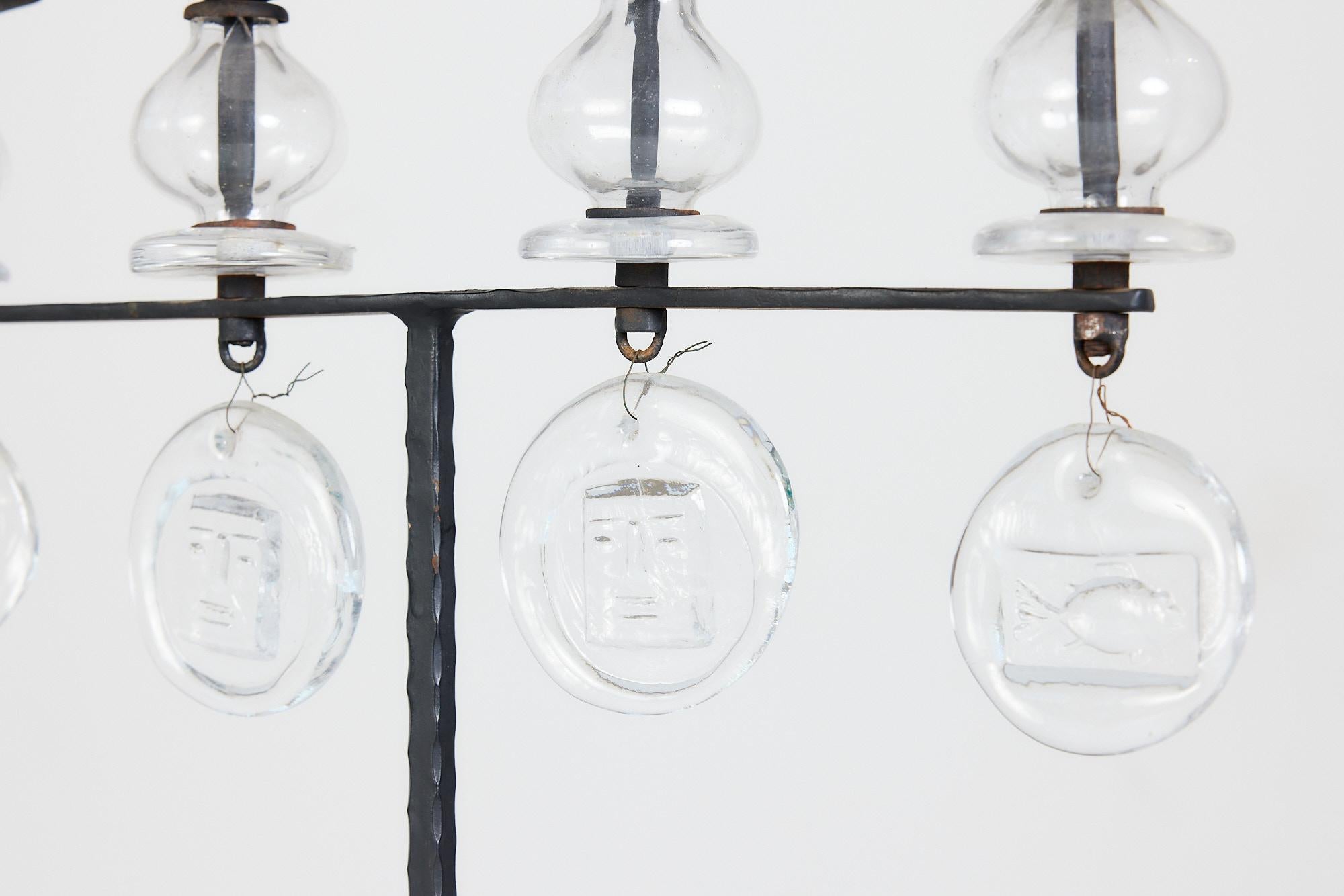 Blown Glass Erik Hoglund Candelabra for Boda Nova & Axel Stromberg Ironworks