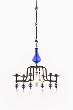 Erik Höglund Candelabra in Glass and Wrought Iron by Boda Glasbruk, 1970s