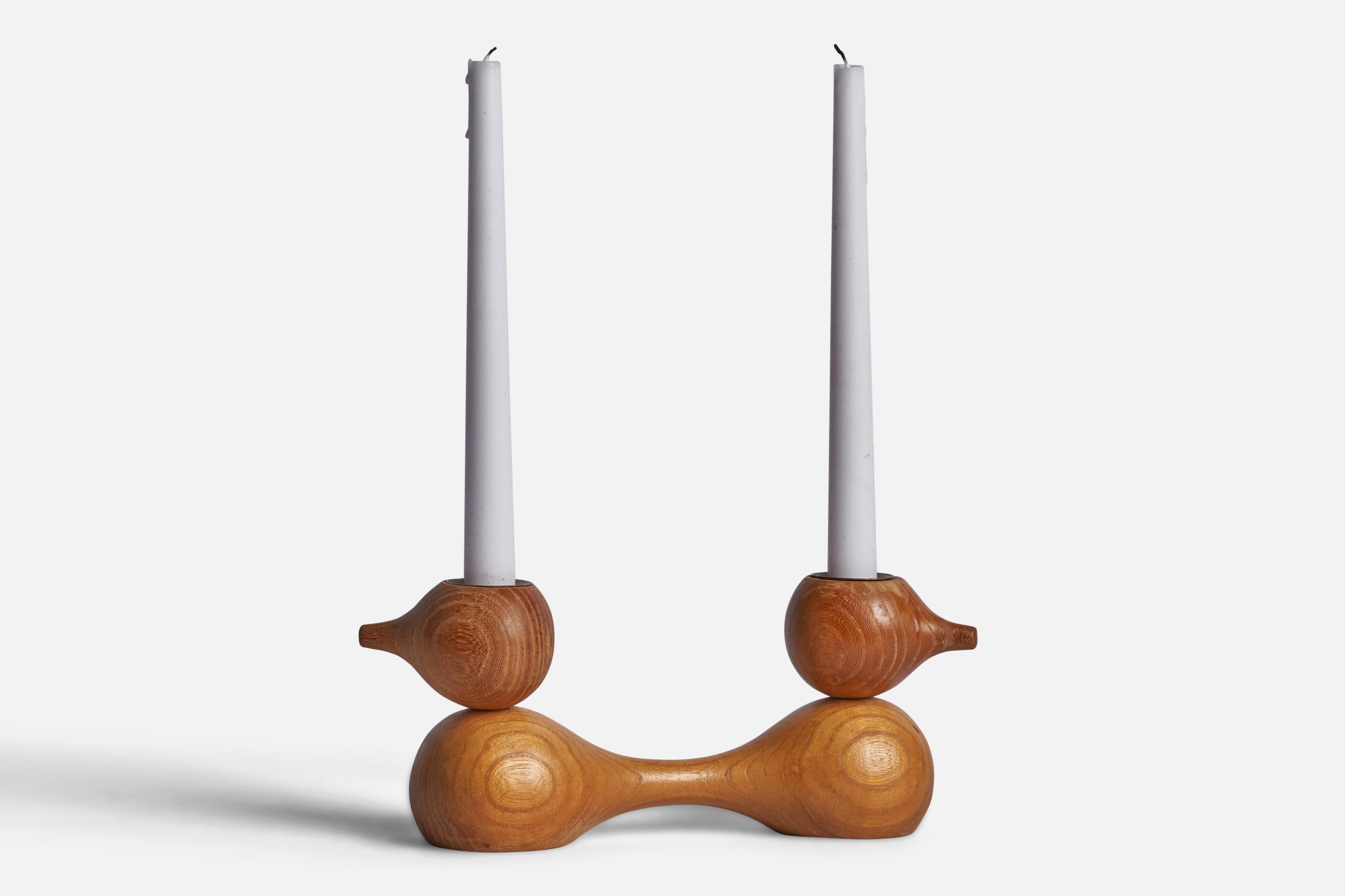 A pine candelabra designed by Erik Höglund and produced by Boda Trä, Sweden, 1960s.

fits 0.8” diameter candles