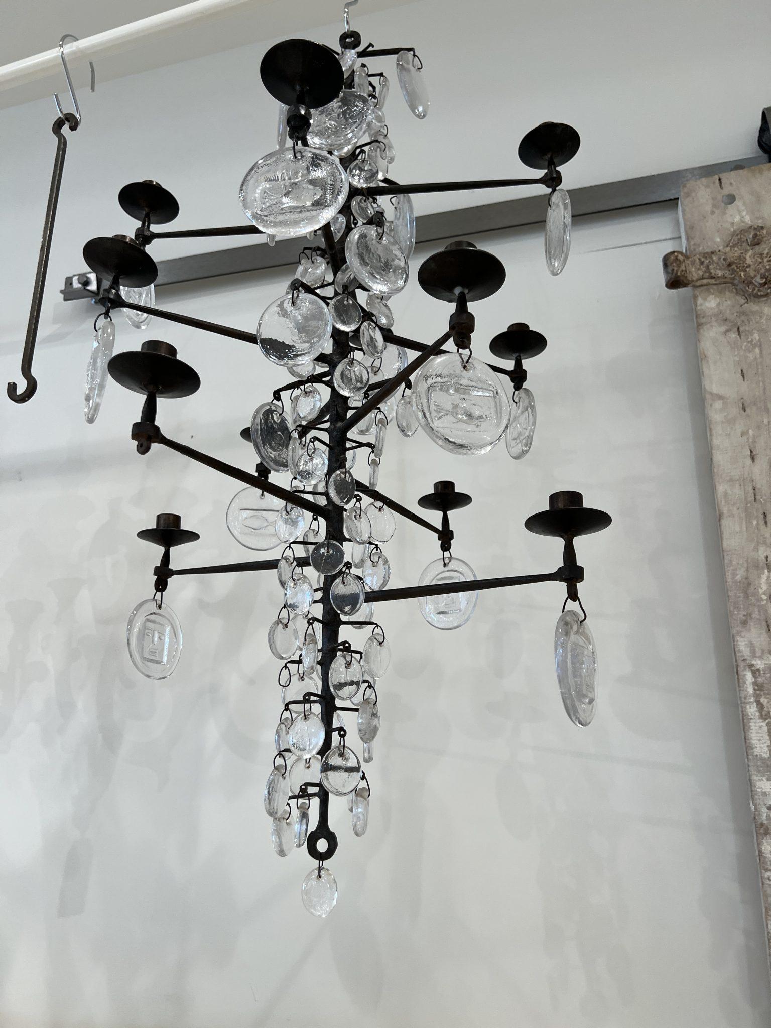 Lámpara de araña Erik Hoglund, 12 luces siglo XX en venta
