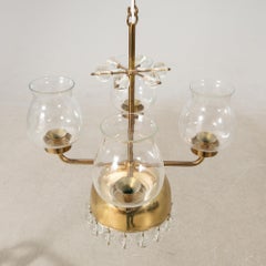 Erik Höglund chandelier Brass and Glass Sweden 1960