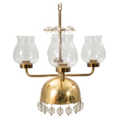 Erik Höglund chandelier Brass and Glass Sweden 1960