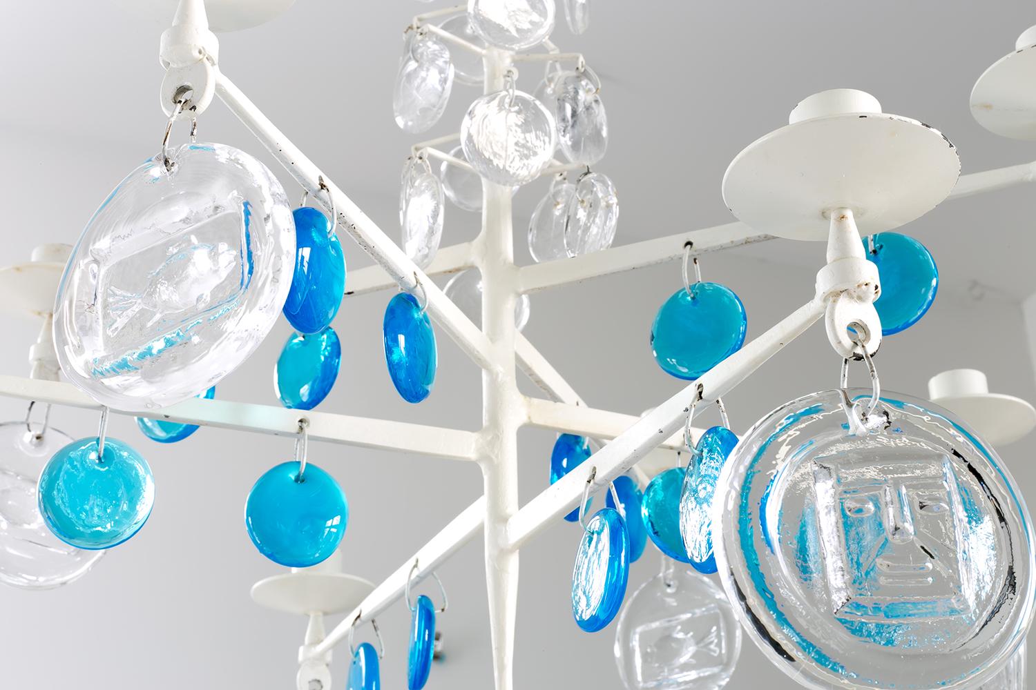 Swedish Erik Hoglund / CHANDELIER(WHITE) SH498 / Boda Glasbruk / 1960s