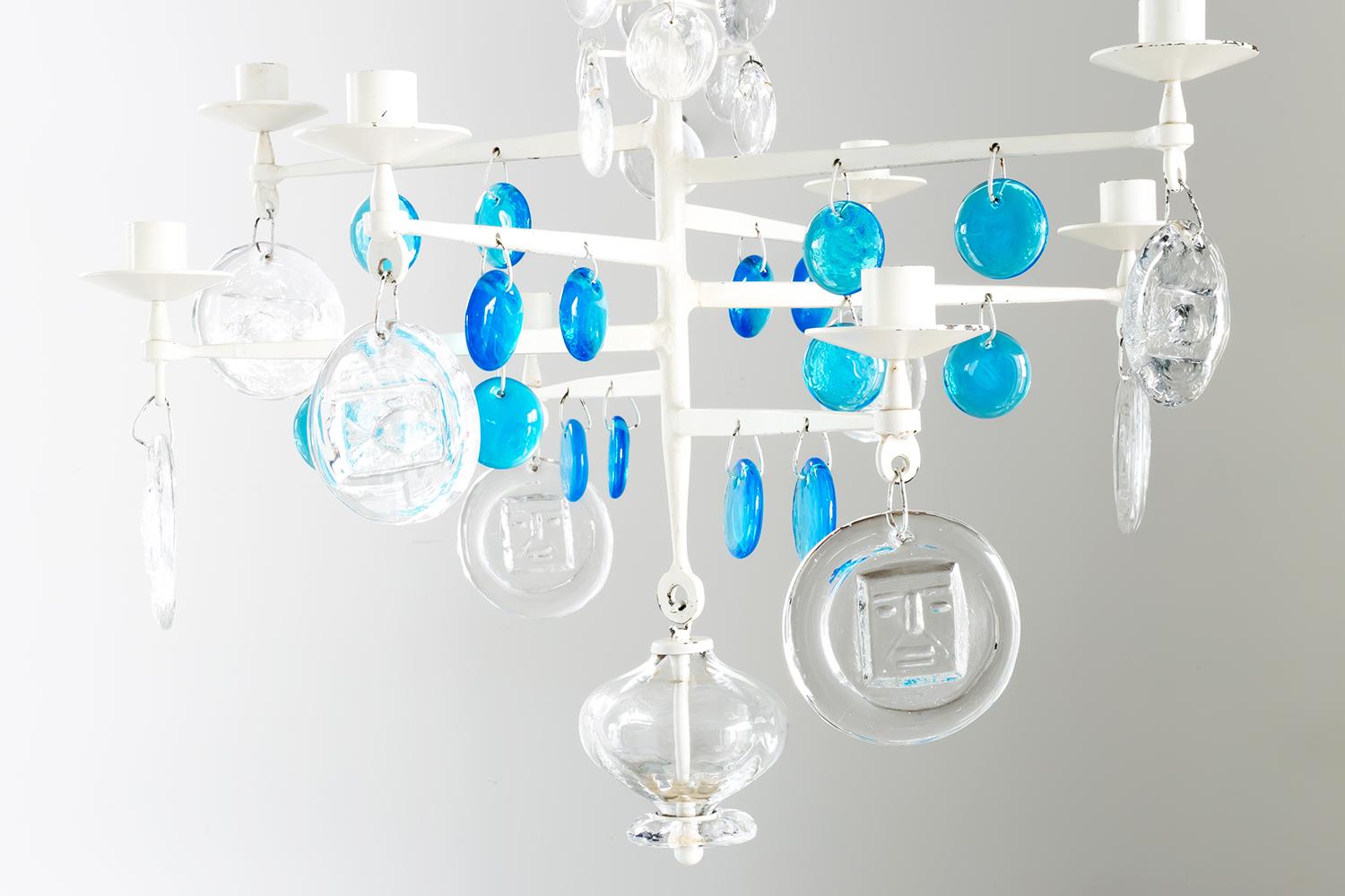 Erik Hoglund / CHANDELIER(WHITE) SH498 / Boda Glasbruk / 1960s In Good Condition In Shibuya-Ku, JP