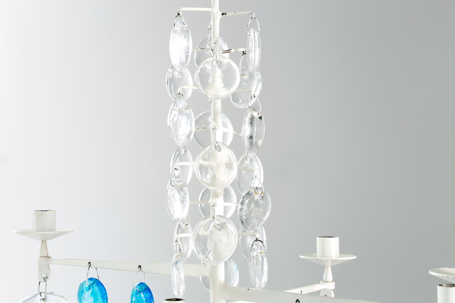 Mid-20th Century Erik Hoglund / CHANDELIER(WHITE) SH498 / Boda Glasbruk / 1960s