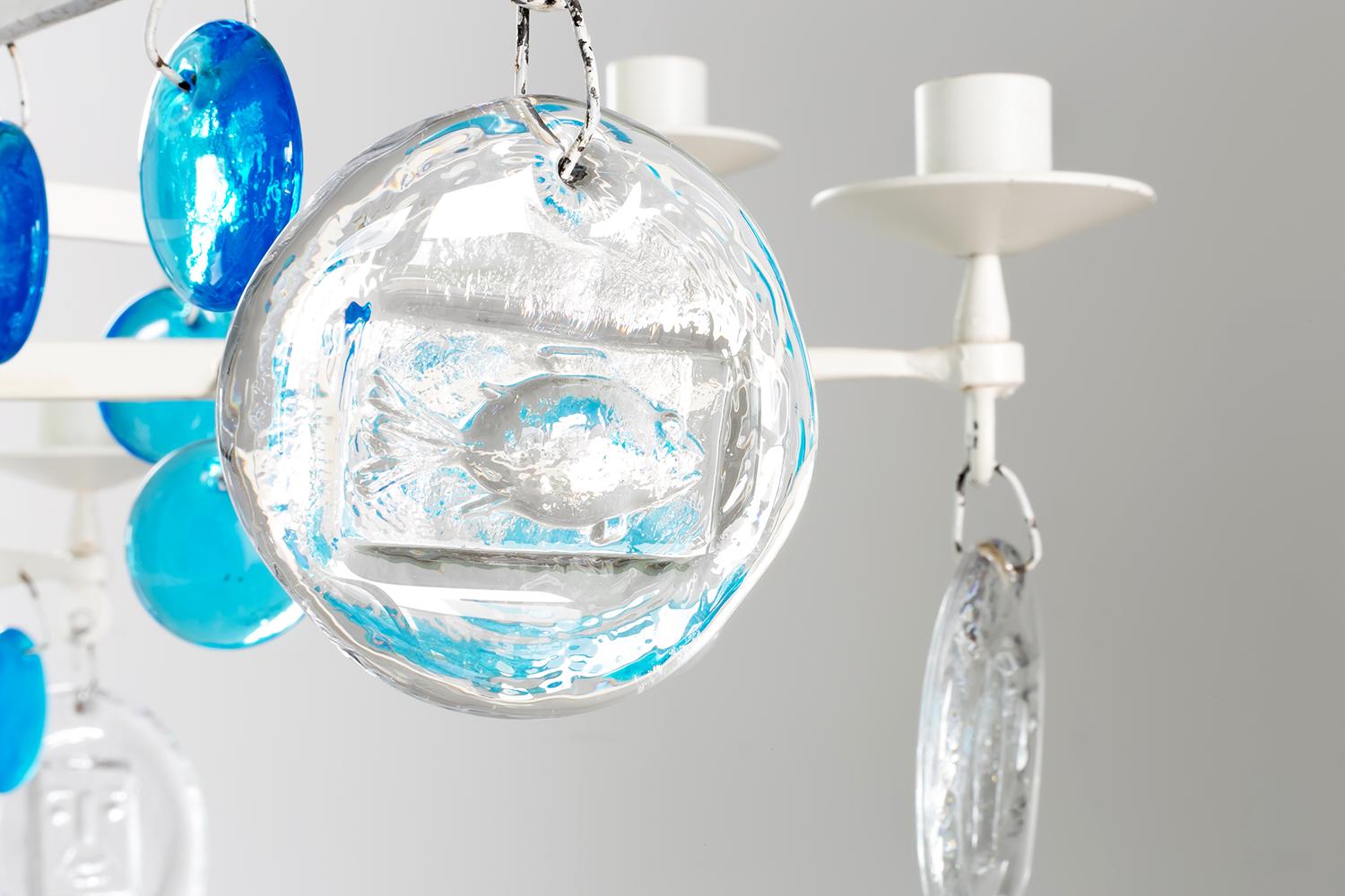 Blown Glass Erik Hoglund / CHANDELIER(WHITE) SH498 / Boda Glasbruk / 1960s