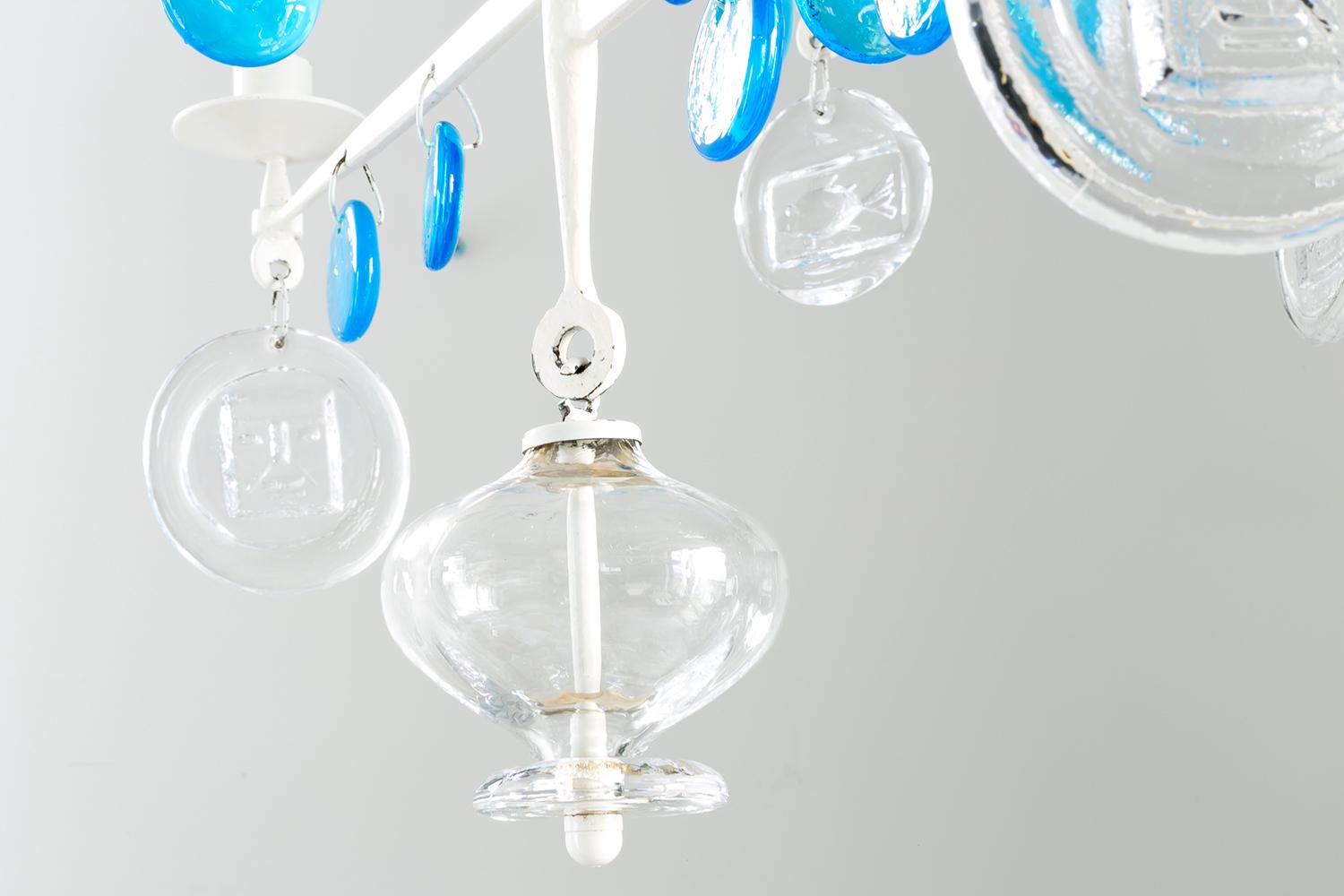 Erik Hoglund / CHANDELIER(WHITE) SH498 / Boda Glasbruk / 1960s For Sale 2