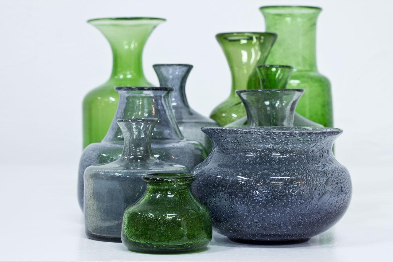 20th Century Erik Höglund Collection of 10 Glass Vases, Sweden, 1950s