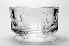 Erik Hoglund / Engraved Bowl'Crystal' / Boda Glasbruk / 1960s