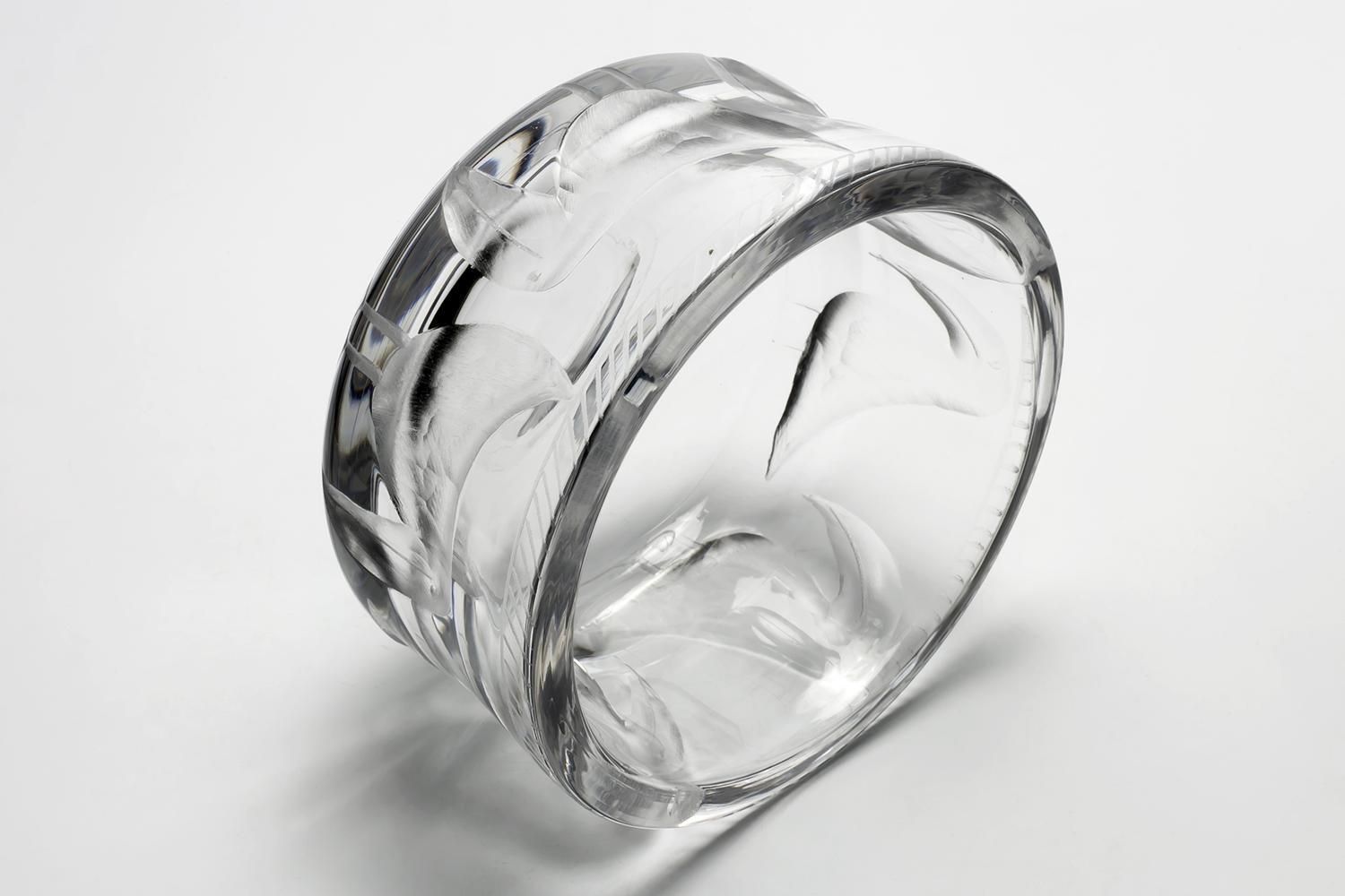 Mid-20th Century Erik Hoglund / Engraved Bowl'Crystal' / Boda Glasbruk / 1960s For Sale