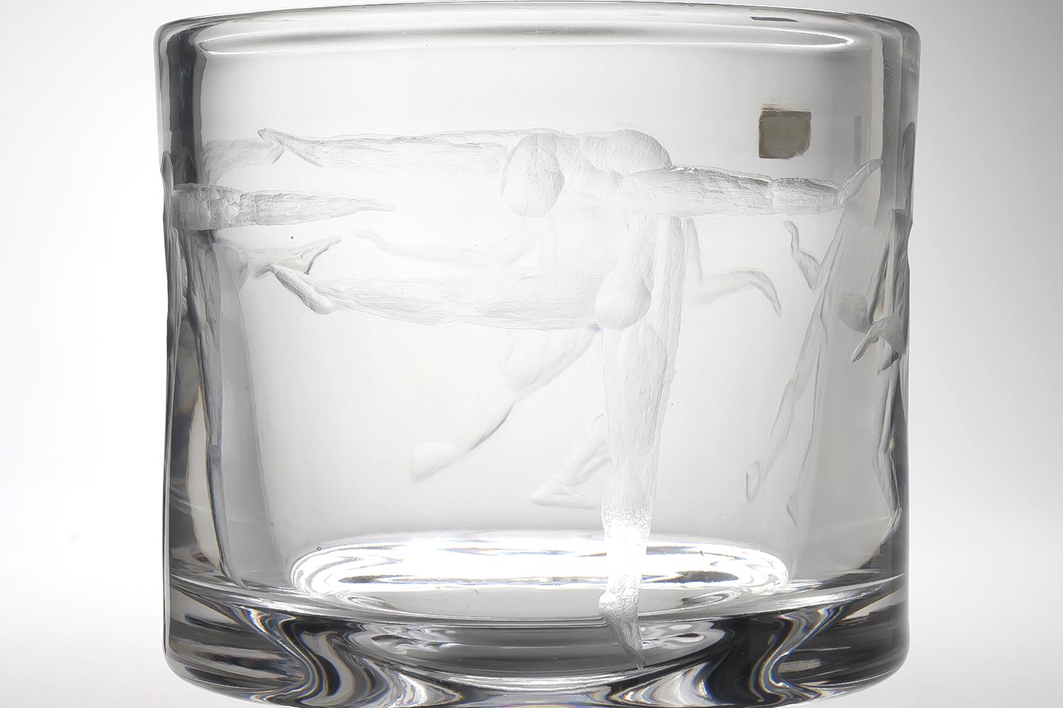 Swedish Erik Hoglund / Engraved Vase 'Crystal' / Boda Glasbruk / 1960s For Sale