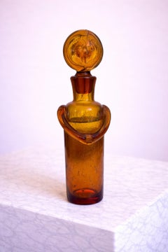 Erik Höglund for Boda, Amber Figural Art Glass Decanter, Sweden, 1950s