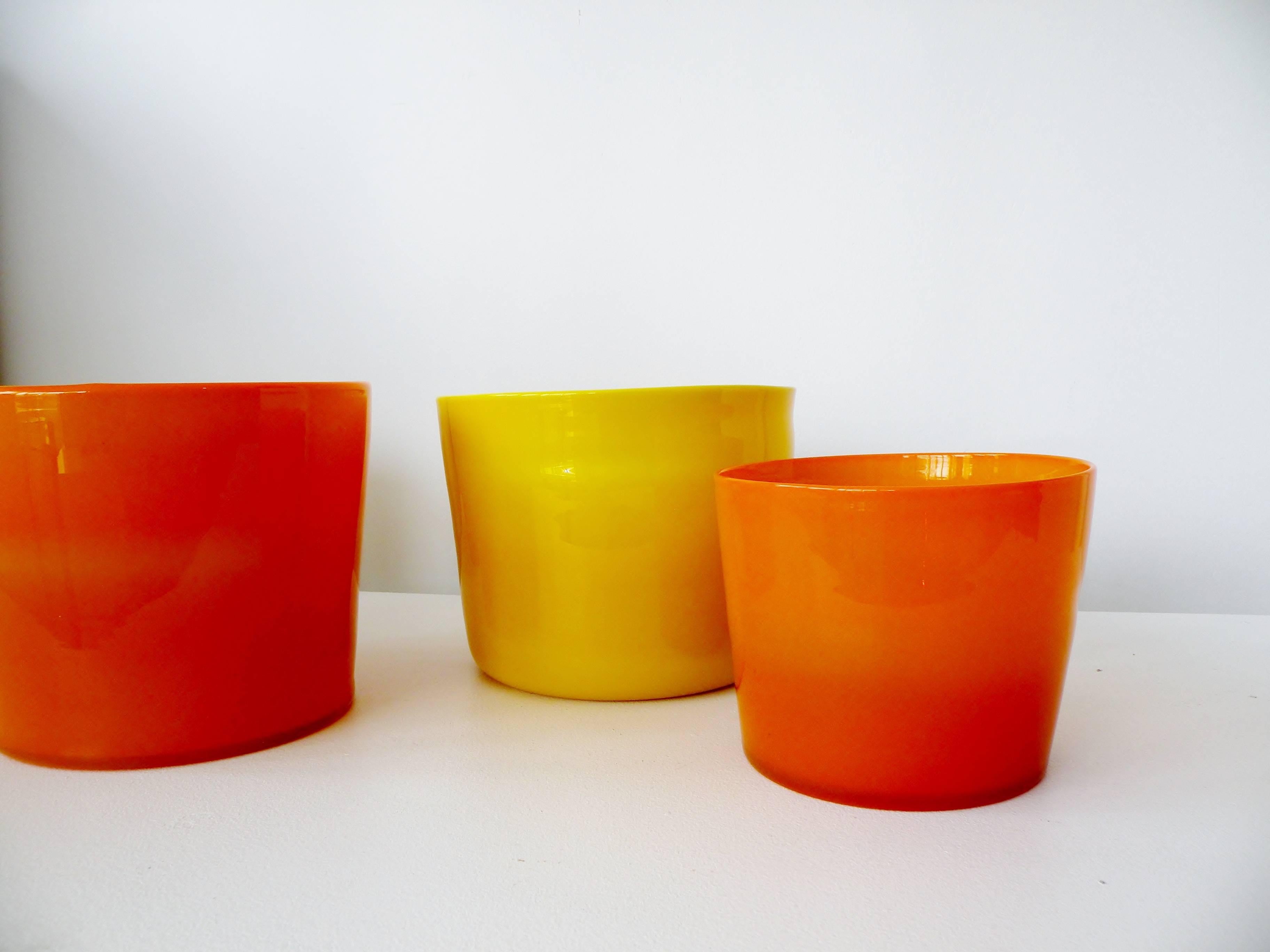 Scandinavian Modern Erik Hoglund for Boda Glass Collection of Four Glass Vessels For Sale