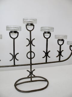 Erik Hoglund for Boda Nova Crystal and Iron Seven-Light Candelabrum