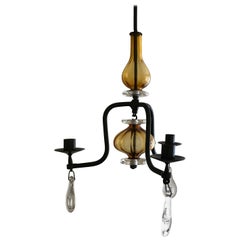 Erik Hoglund for Boda Nova Three-Arm Amber Glass Chandelier