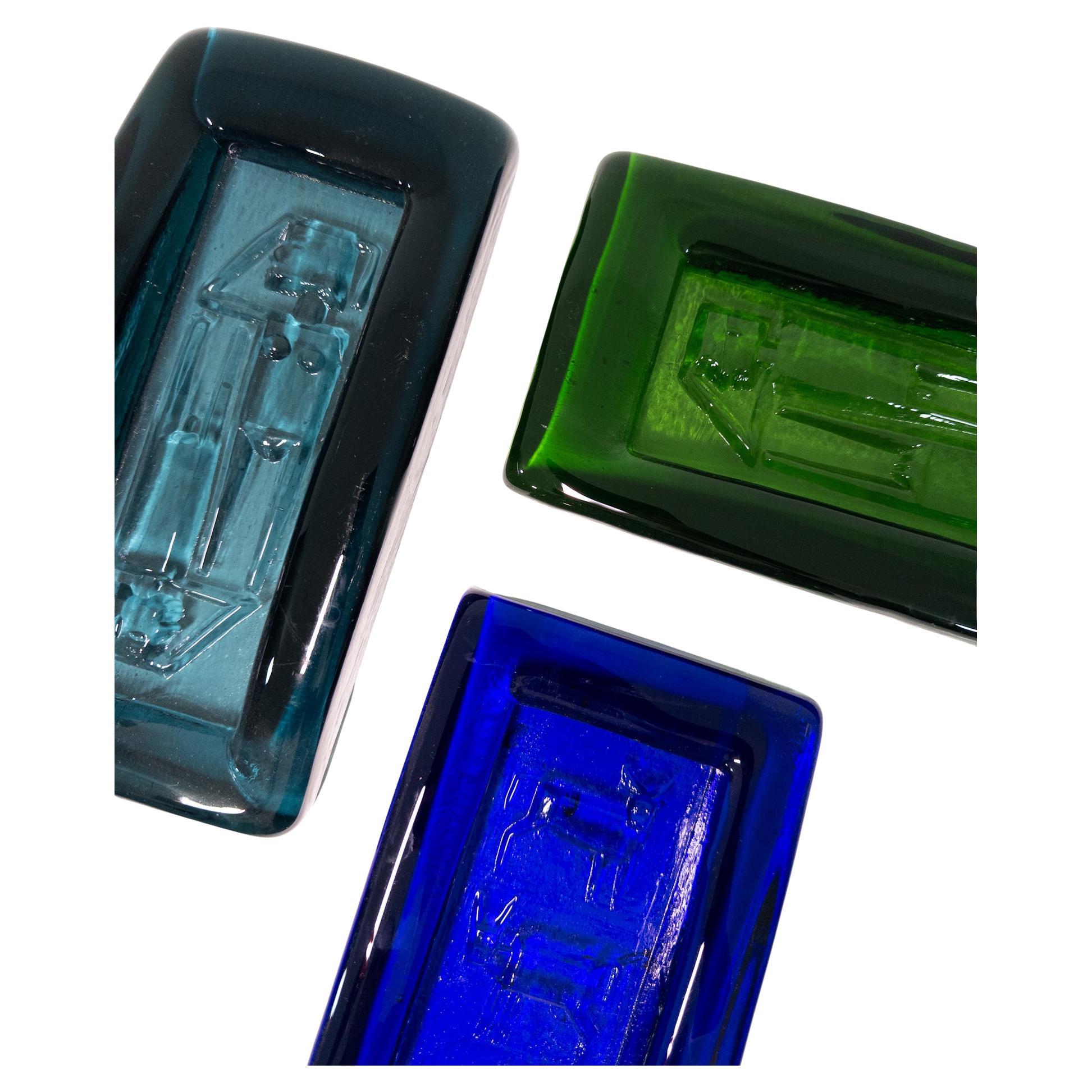 Erik Höglund für Boda - Satz von drei Reliefglastabletts, Schweden, 1960er Jahre