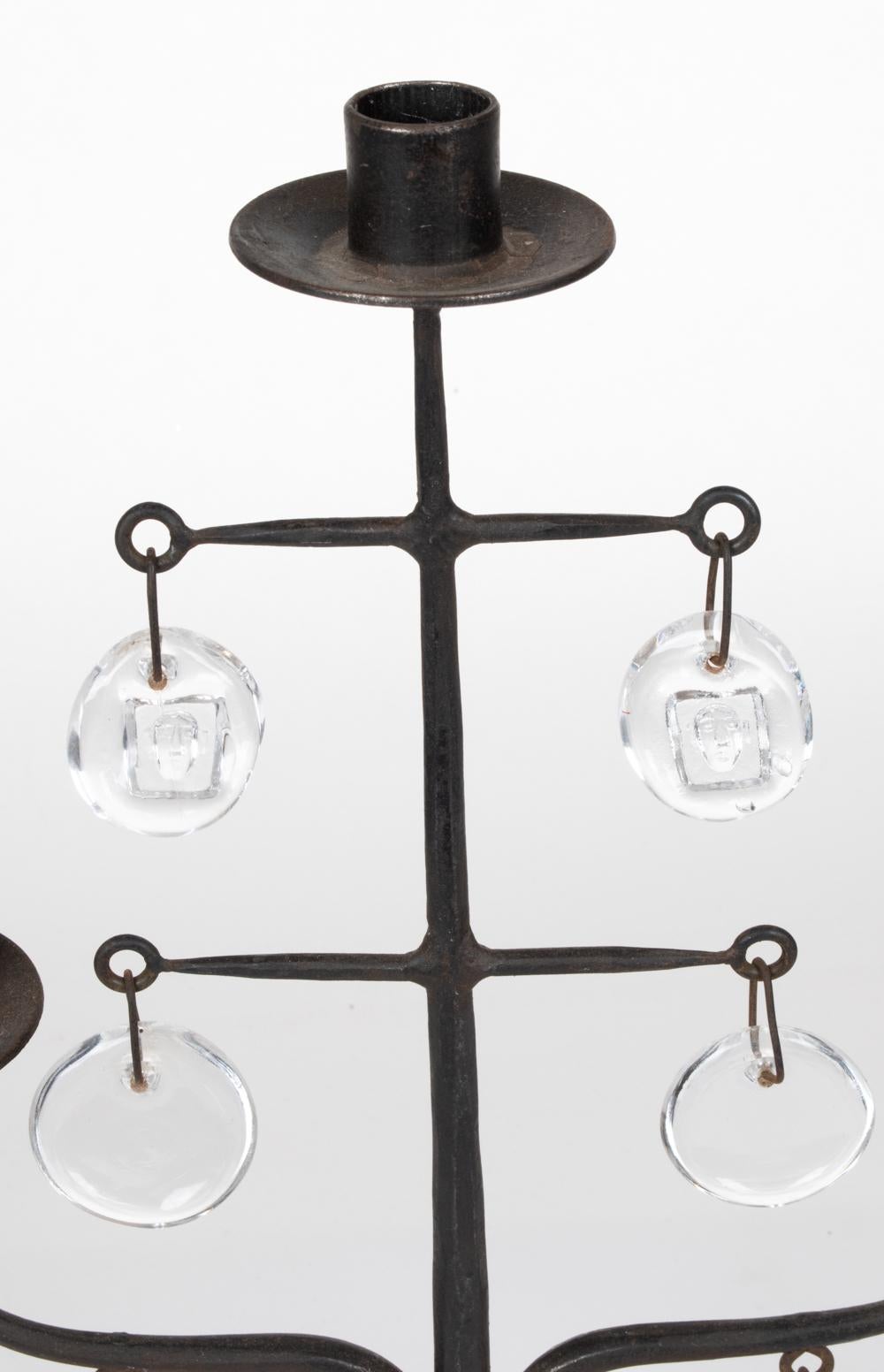 Erik Höglund for Boda, Sweden Iron & Glass Candelabrum 2