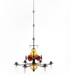 Erik Hoglund for Boda Swedish Brutalist Candle Chandelier