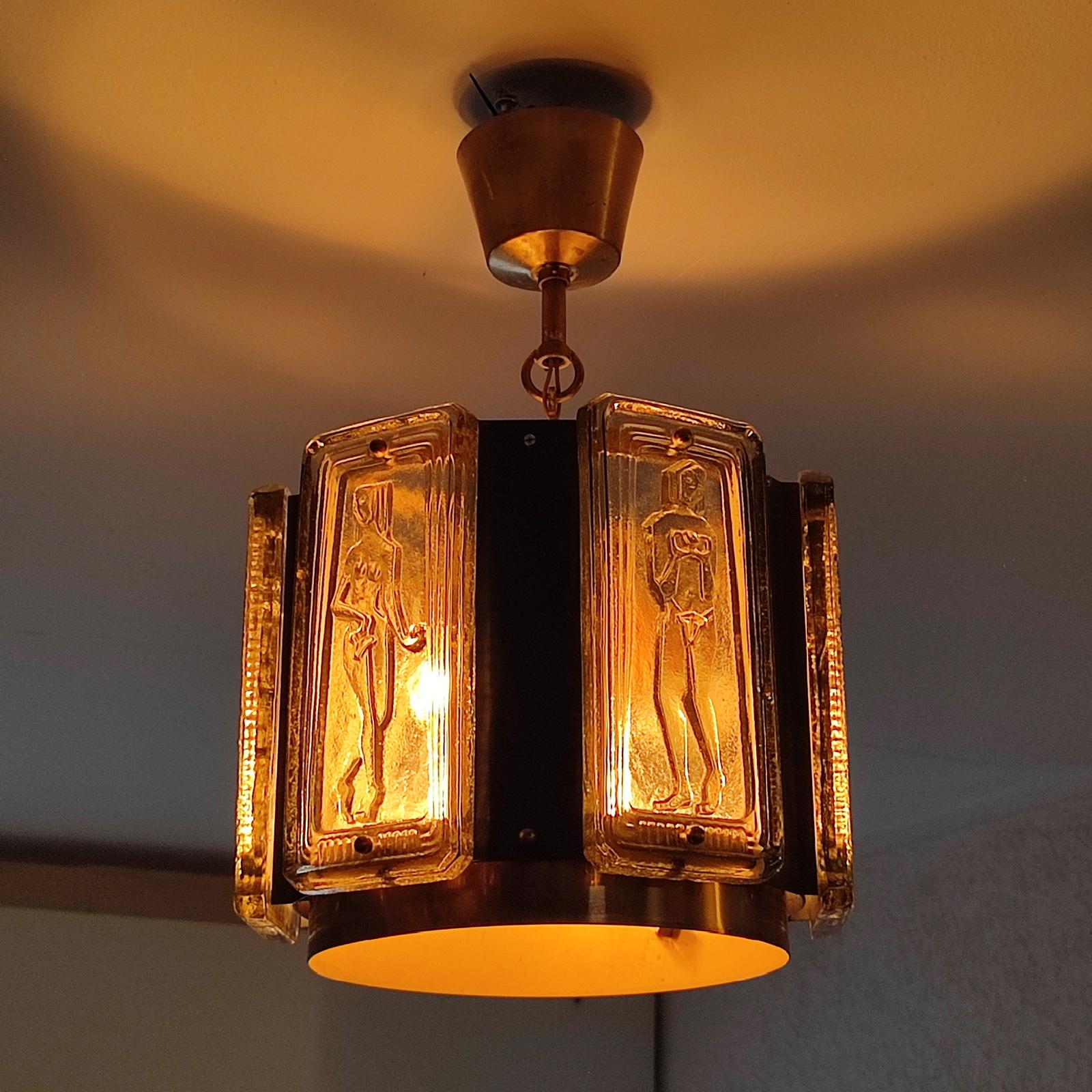 Mid-Century Modern Erik Höglund for Einar Backstrom Ceiling Light 