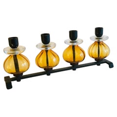 Retro Erik Hoglund for Kosta Boda Amber Glass Candelabra