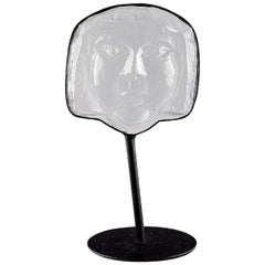 Erik Höglund for Kosta Boda, Face-Shaped Sculpture in Art Glass with a Stand
