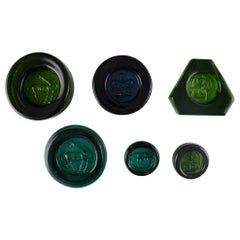 Erik Höglund for Kosta Boda, Six Low Bowls in Mouth-Blown Art Glass