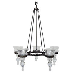 Erik Höglund for Kosta Boda, Sweden 1960s-1970s, 5-Armed Chandelier in Cast Iron